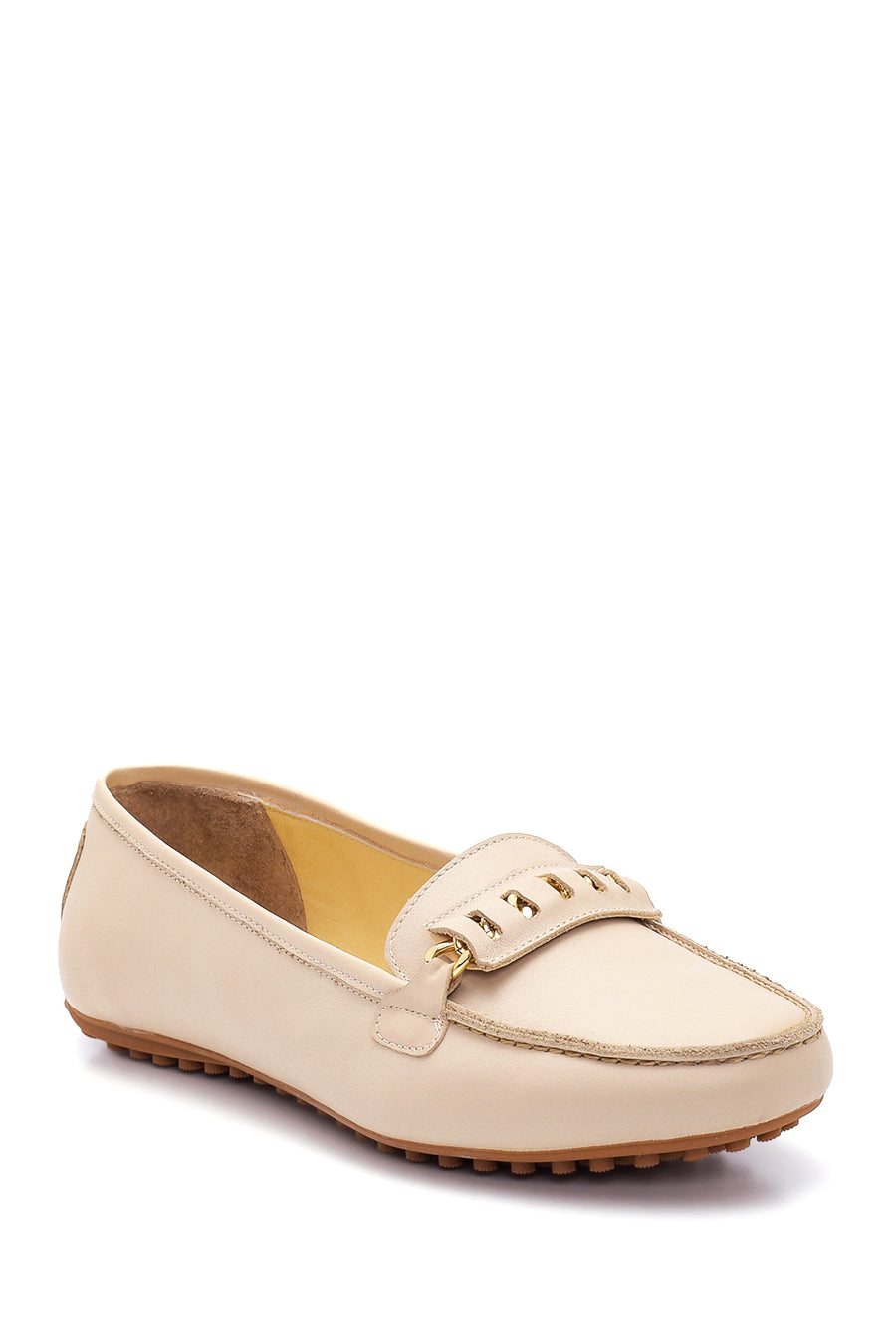 Women's Beige Leather Loafer