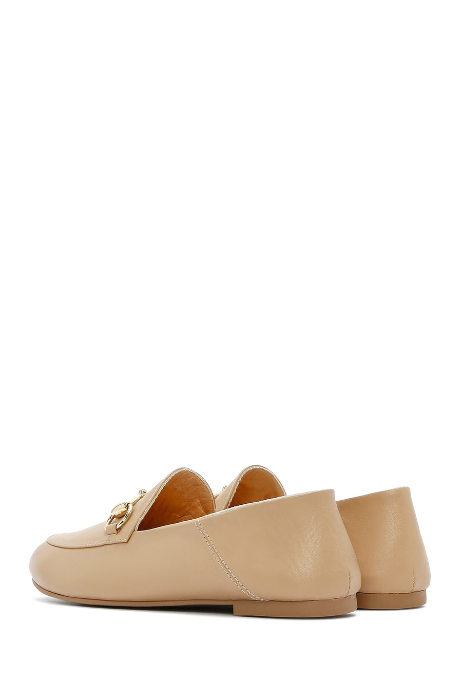 Women's Beige Leather Masculine Loafer