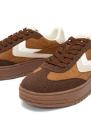 Women's Camel Lace-Up Thick-Soled Sneaker | Derimod