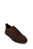 Erkek Kahverengi Bağcıklı Nubuk Deri Casual Sneaker | Derimod