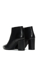 Women's Black Leather Heeled Classic Boots | Derimod