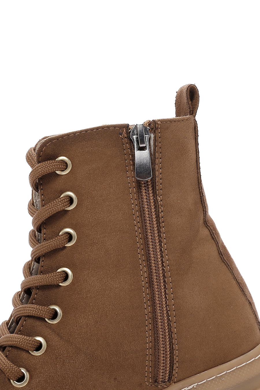Women's Tan Suede Thick Soled Zippered Boots