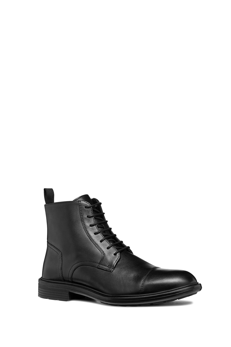 Geox Men's Black Walk Pleasure Lace-Up Leather Combat Boots