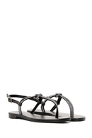 Women's Black Stone Flip Flops Sandals | Derimod