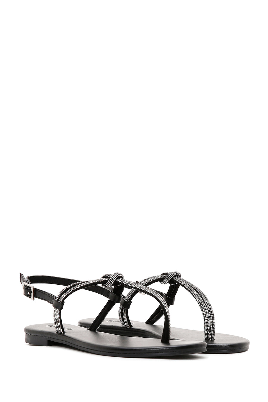 Women's Black Stone Flip Flops Sandals