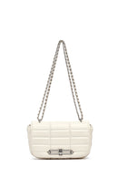 Women's Cream Long Strap Quilted Mini Crossbody Bag | Derimod