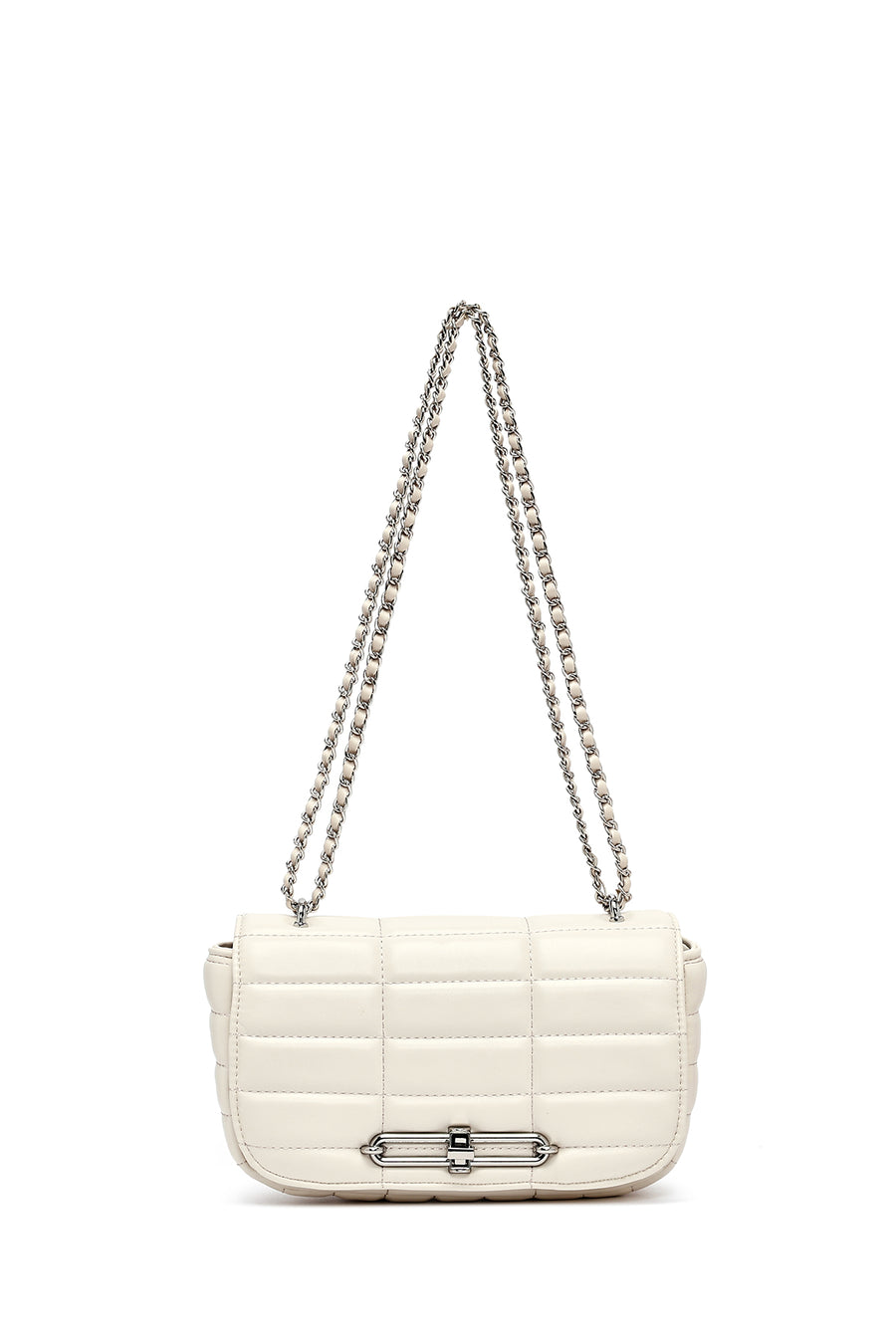 Women's Cream Long Strap Quilted Mini Crossbody Bag
