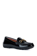Geox Women's Black Kosmopolis + Grip Patent Leather Loafer | Derimod