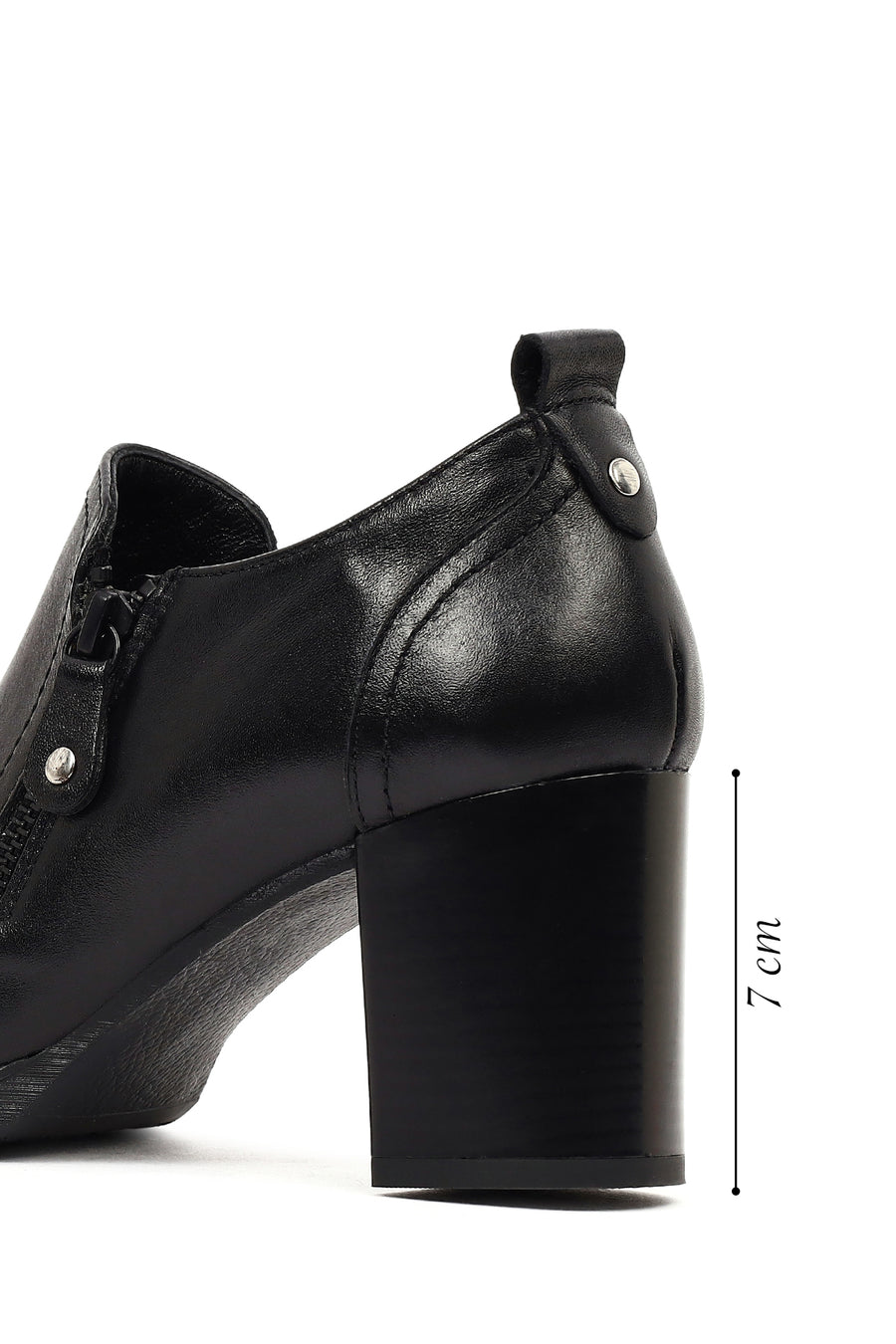 Women's Black Thick Heeled Leather Boots