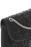 Woman Black Long Strap Stoned Mini Clutch Evening Bag | Derimod
