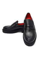 Derimod Gritti Kadın Siyah Deri Maskülen Loafer | Derimod