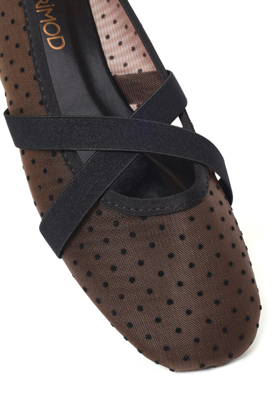 Woman Brown Patterned Fabric Ballet Flats