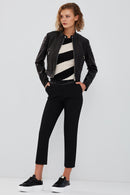 Darling Women's Black Sport Short Leather Coat | Derimod