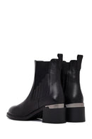Women's Black Thick Heeled Leather Chelsea Boots | Derimod