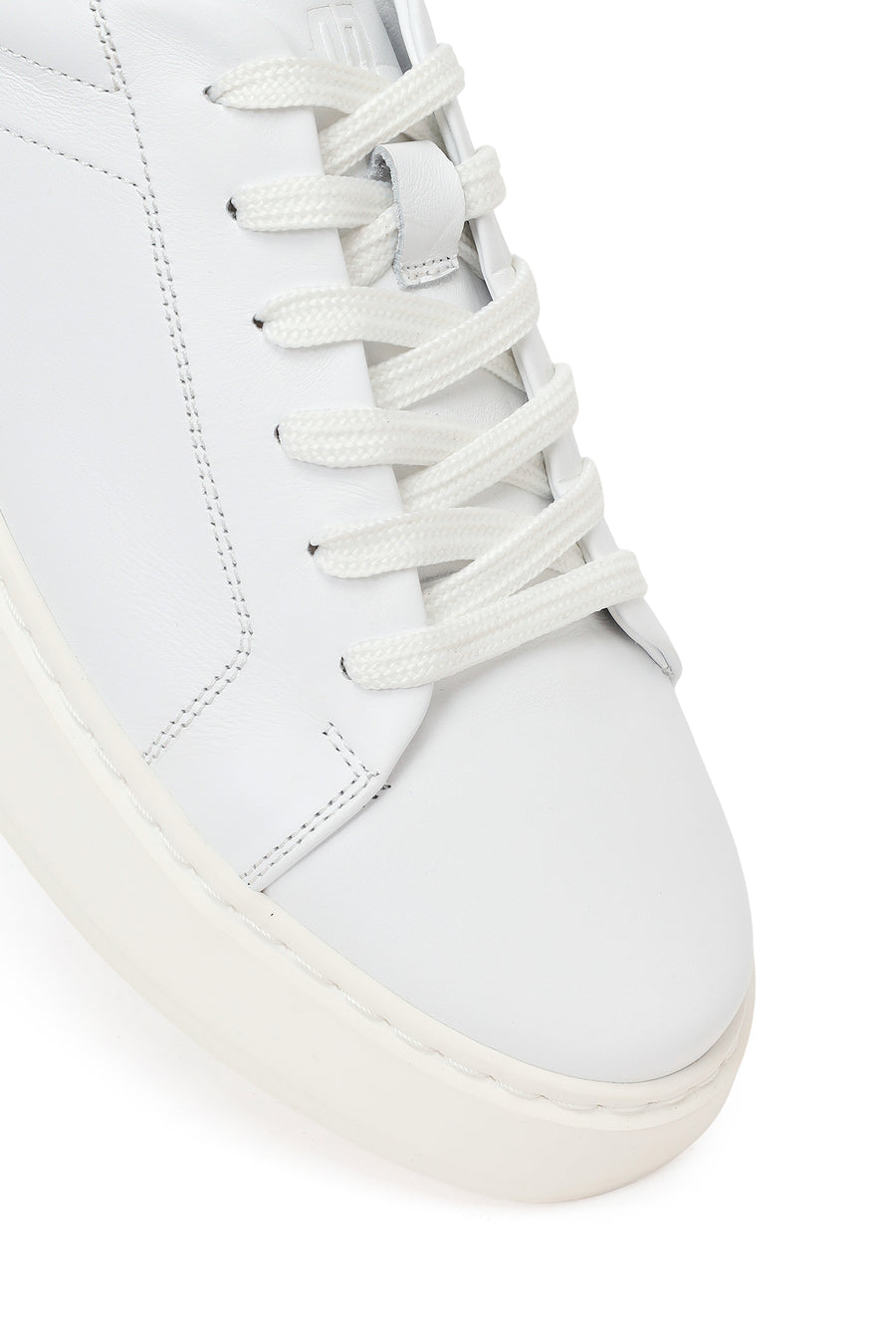 Erkek Beyaz Bağcıklı Deri Sneaker