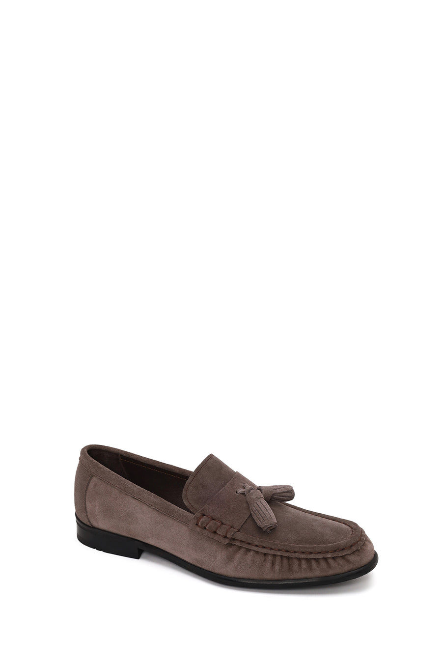Erkek Gri Püsküllü Süet Deri Casual Loafer
