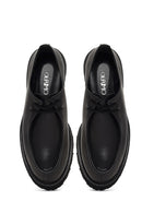Woman Black Lace-Up Thick-Soled Masculine Shoes | Derimod
