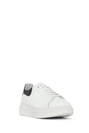 Women's White Lace-up Thick-Sole Leather Sneaker | Derimod