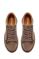 Erkek Vizon Bağcıklı Süet Deri Casual Sneaker | Derimod