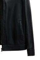 Elton Men's Black Turn-Down Collar Leather Jacket | Derimod