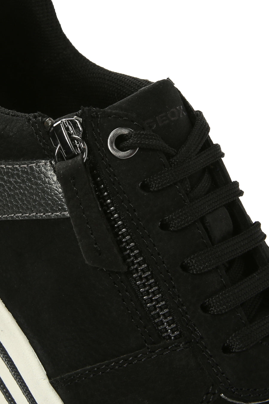 Geox Women's Black Kency Thick Sole Lace-Up Leather Sneaker