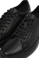 Erkek Siyah Bağcıklı Deri Sneaker | Derimod