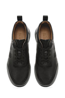 Erkek Siyah Bağcıklı Deri Casual Sneaker | Derimod