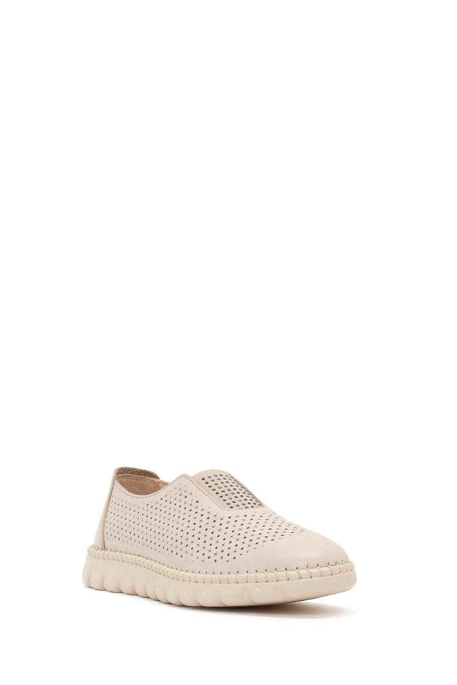 Woman Cream Leather Comfort Shoes