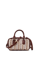 Woman Brown Long-Strap Braided Mini Shoulder Bag | Derimod