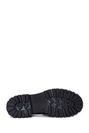 Women's Black Chain Detailed Thick Sole Leather Casual Loafer | Derimod