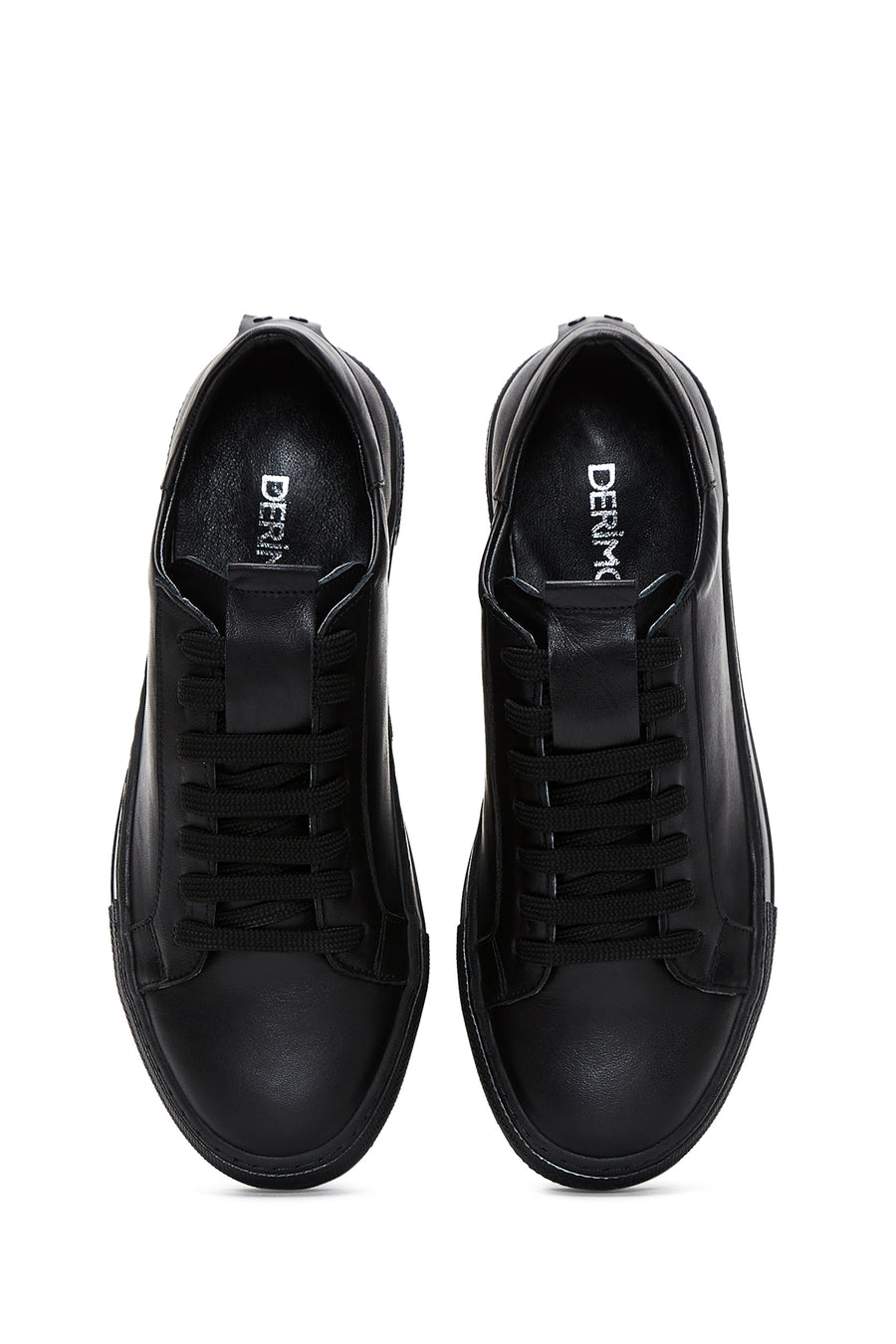 Kadın Siyah Bağcıklı Deri Sneaker