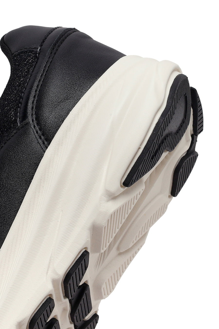 Women's Black Lace-Up Thick Soled Sneaker