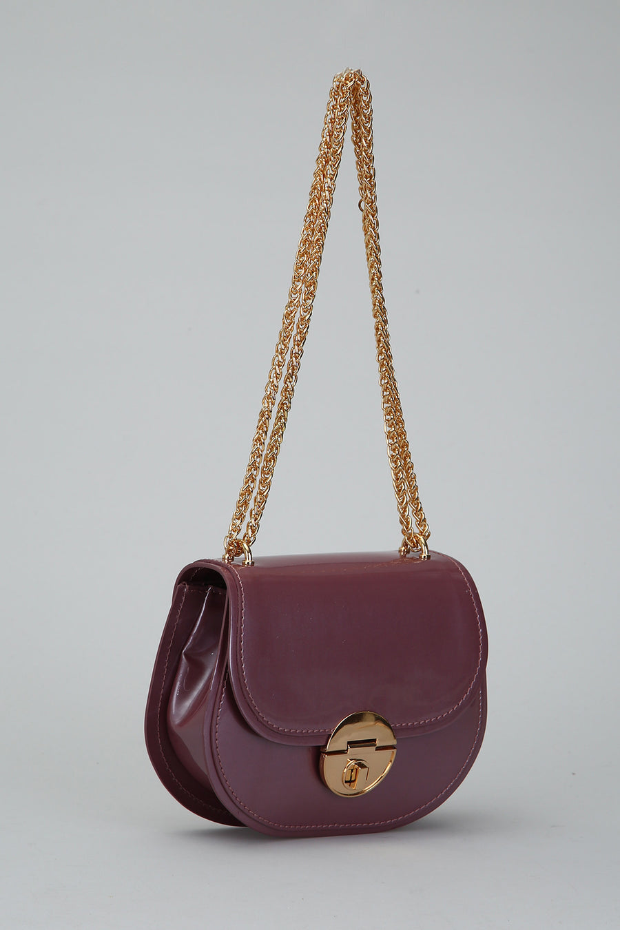 Lilac Women's Leather Shoulder Bag with Chain Handle