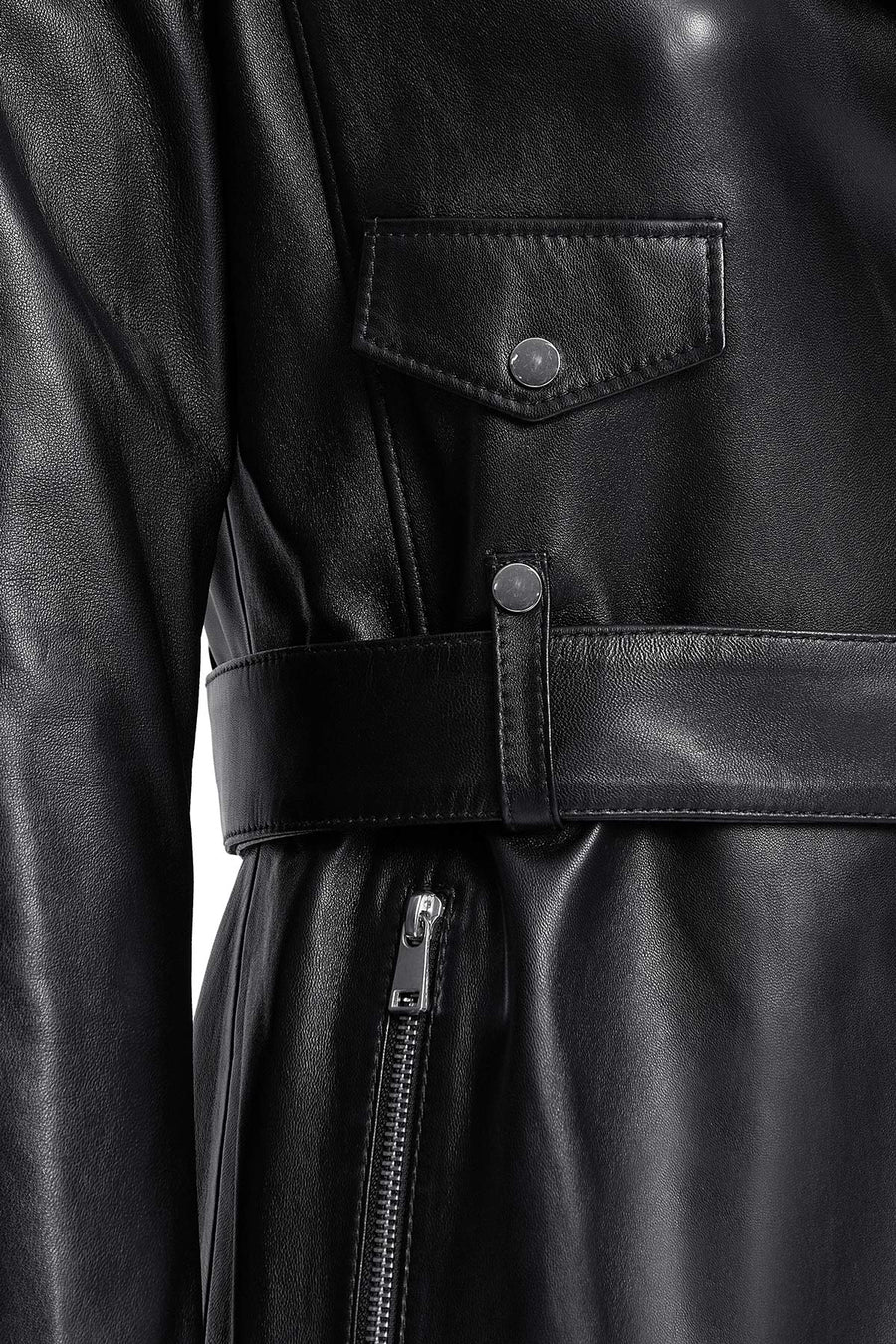 Angelique Women's Black Double Breasted Leather Coat