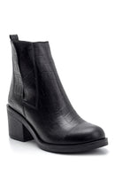 Women's Crocodile Patterned Heeled Leather Boots | Derimod