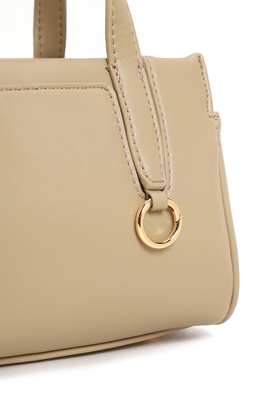 Woman Beige Long Strap Classic Shoulder Bag