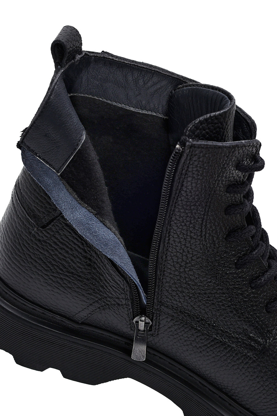 Male Black Zip Closure Thick-Soled Leather Boots