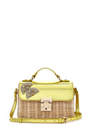 Women's Yellow Accessory Long Strap Straw Crossbody Bag | Derimod