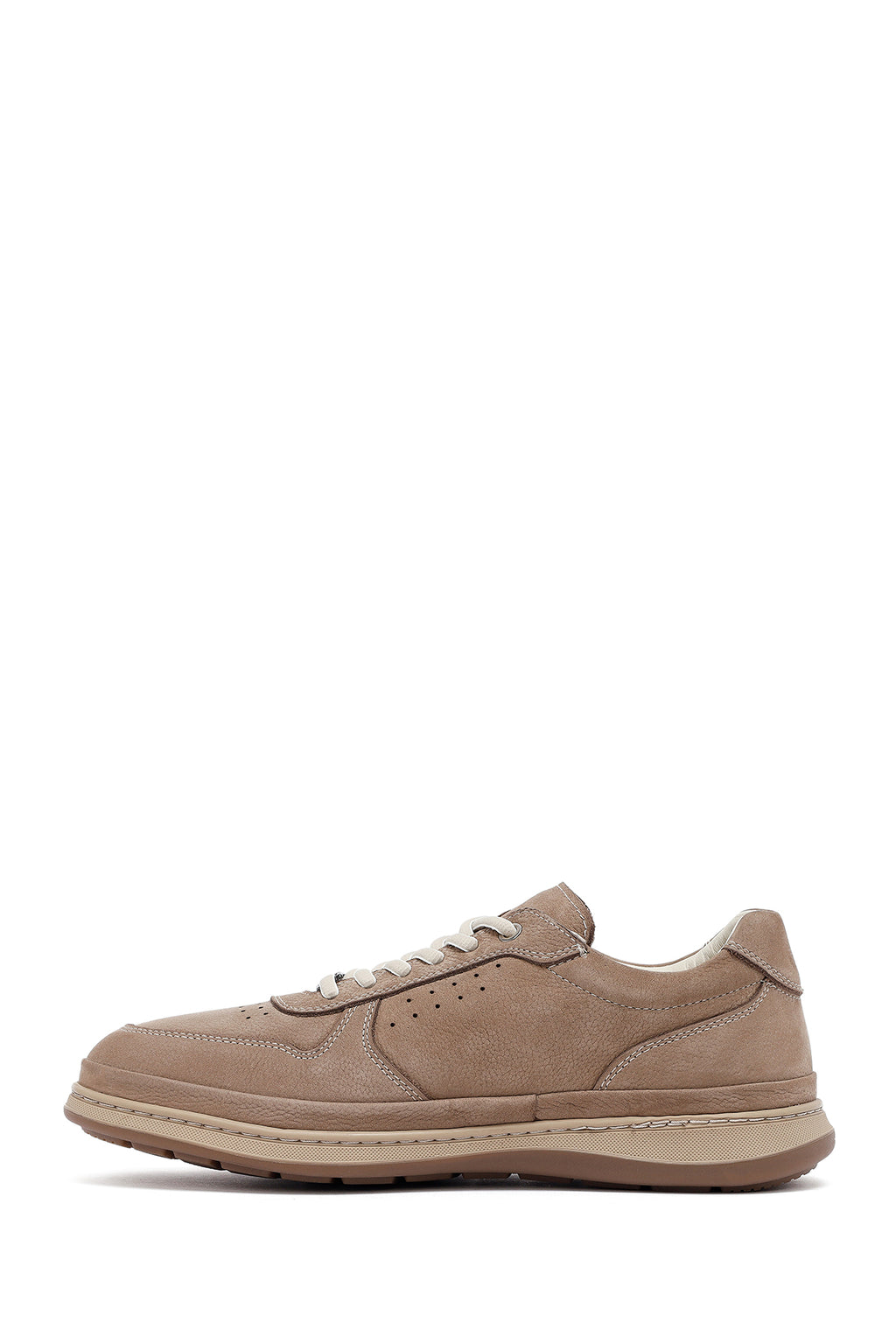 Erkek Vizon Bağcıklı Nubuk Deri Sneaker