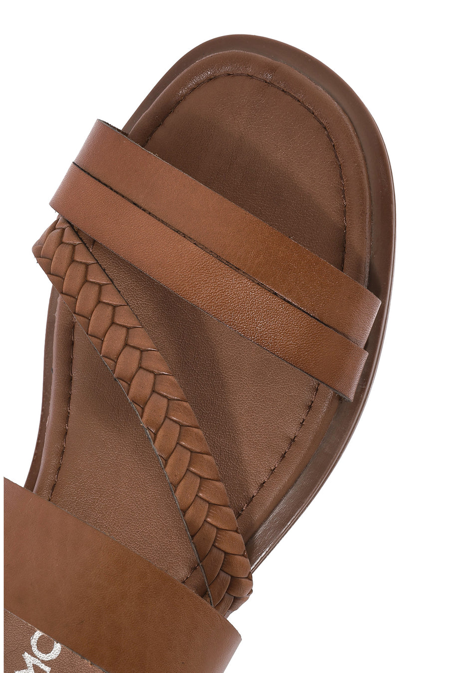 Women's Brown Knitted Detailed Leather Slippers