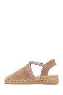 Women's Beige Suede Leather Espadrille | Derimod