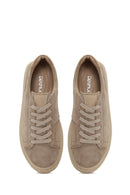 Woman Beige Lace-up Suede Leather Sneaker | Derimod