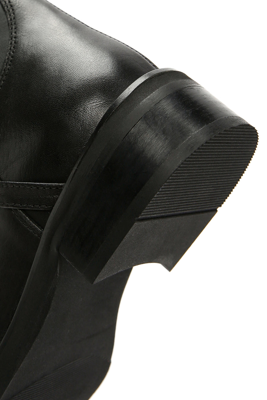 Women's Black Buckle Zippered Leather Boots