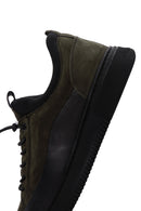 Men's Khaki Lace-Up Nubuck Leather Casual Sneaker | Derimod