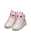 Geox Girls White Skylin Lace-Up Patterned Ankle Sneaker | Derimod