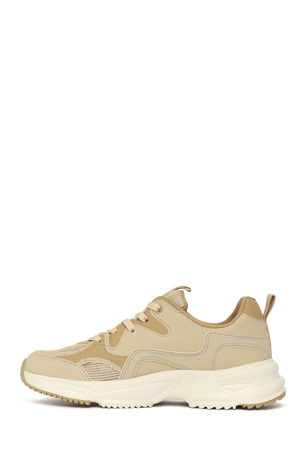 Kadın Bej Kalın Tabanlı Bağcıklı Sneaker