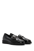 Woman Black Buckled Patent Leather Leather Comfort Loafer | Derimod
