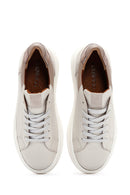 Women's Beige Leather Thick Soled Sneaker | Derimod