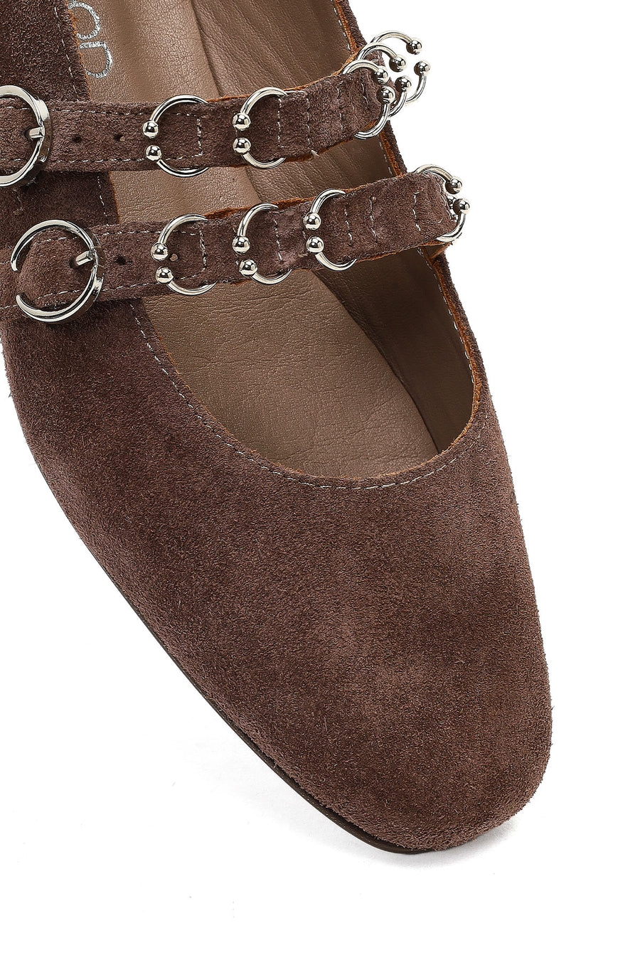 Women's Mink Double Buckle Suede Leather Ballet Flat