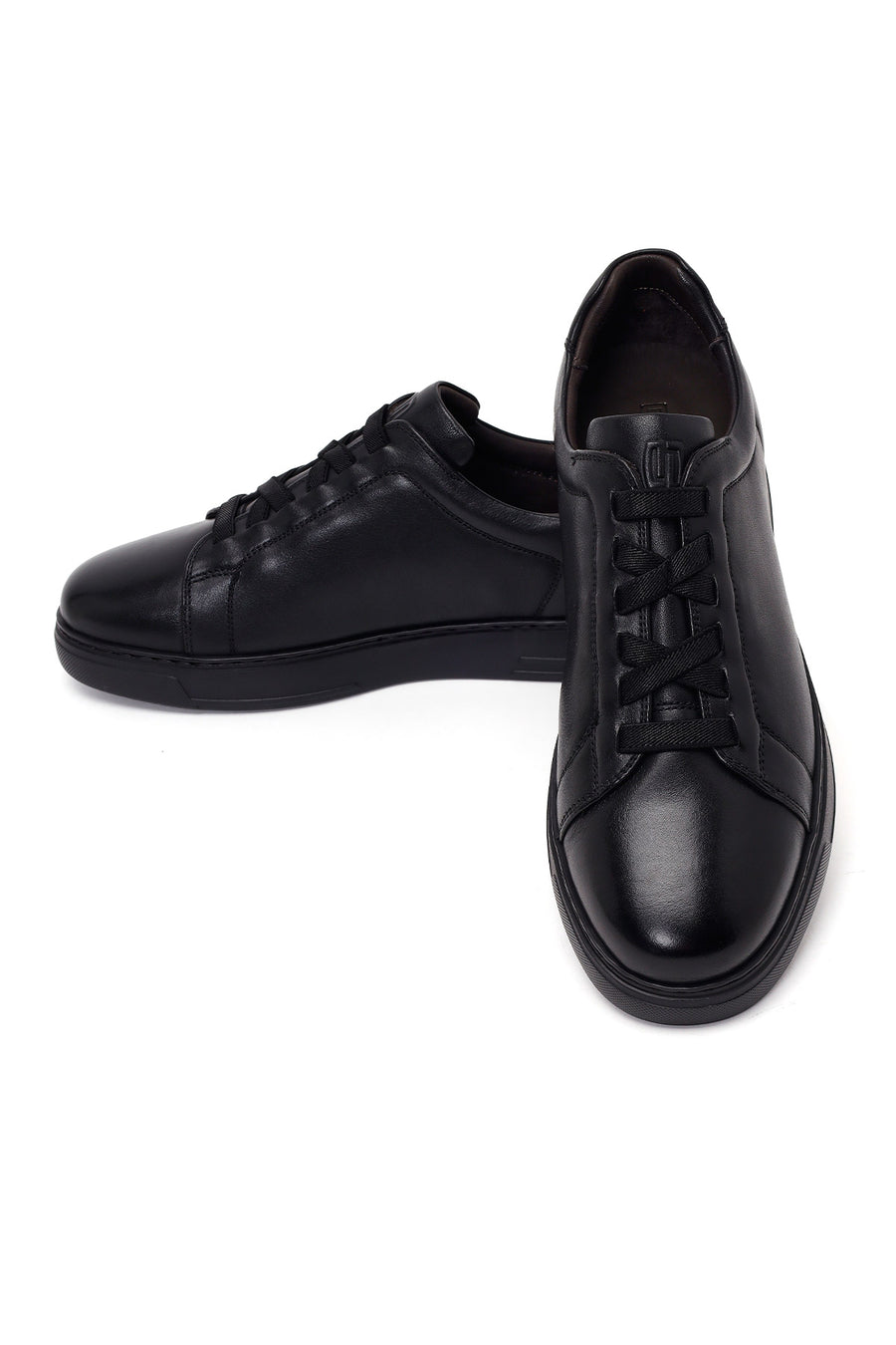 Erkek Siyah Bağcıklı Deri Sneaker
